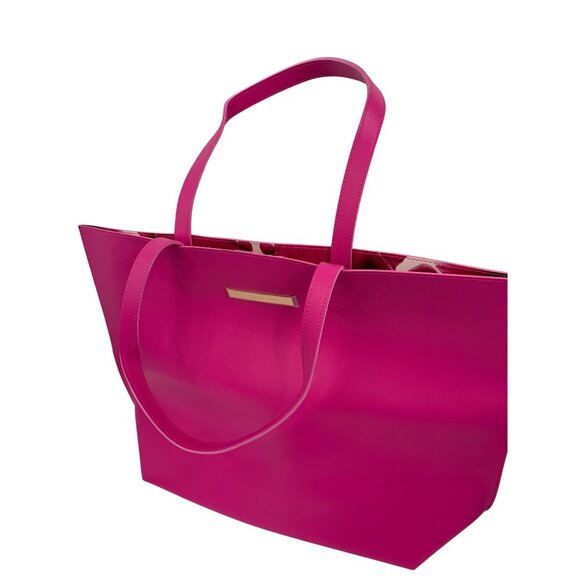 New Vince Camuto Pink Fuscia Tote Bag With Gold Logo & Magnetic Closure Snap - Picture 9 of 13